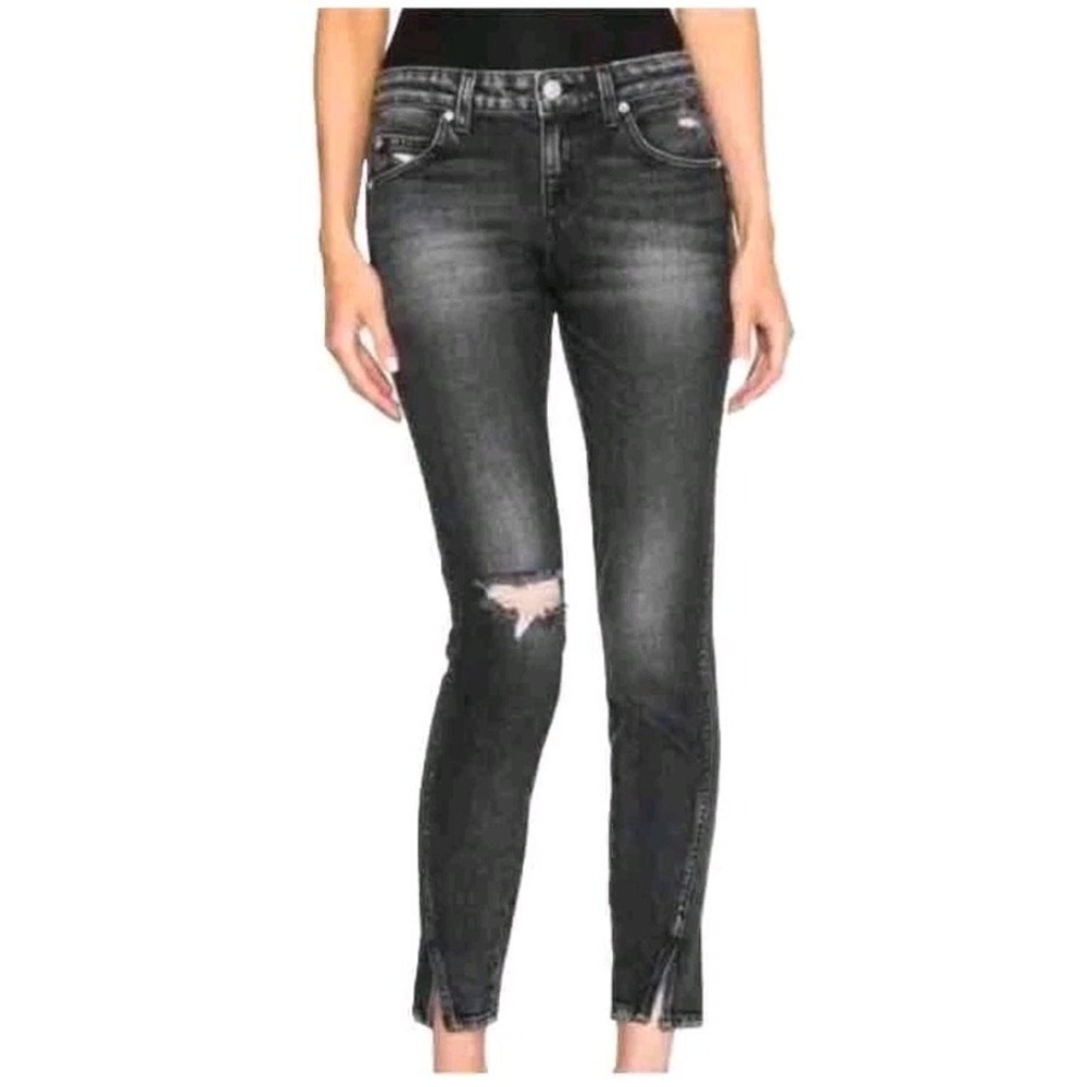 Amo Women's Twist Vixen Destroy Black Wash Denim Jeans Size‎ 31